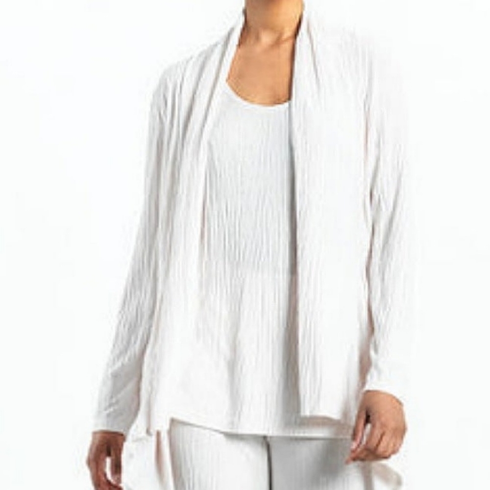 Cream Soft Pleat Knit - Cardigan & Tank Twinset